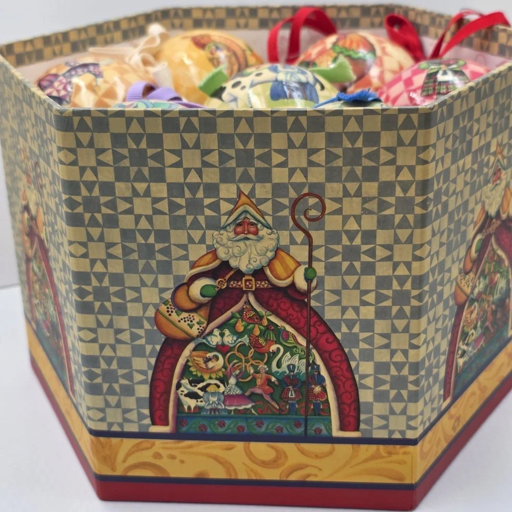 Jim Shore 12 Days Of Christmas Ornament Set 2006 Enesco 14 Ball‎ Ornaments Box